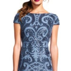 Adrianna Papell sequin lace sheath dress Blue Size US 0